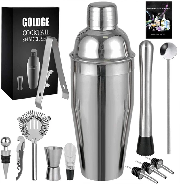 GOLDGE 12 Pièces Kit De Barman Shaker, Tasse À Mesurer, Passoire À Cocktail, Pin