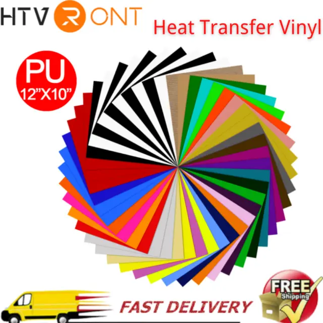 HTV Heat Transfer Vinyl Bundle Sheets: 12'' x 10" PU Iron on Vinyl for T-Shirts