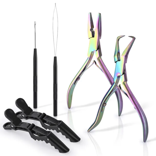 Hair Extension Tool Kit NANO Bead Pliers, Micro Ring Pulling Loop Needle Hook