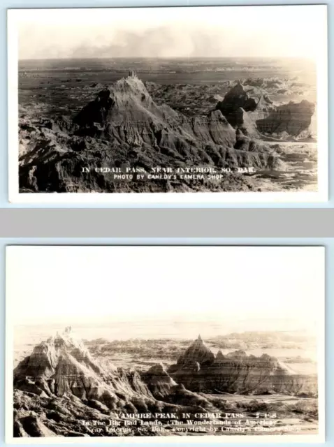 2 RPPC Postcards CEDAR PASS, South Dakota SD ~ Vampire Peak c1930s-40s  Postcard