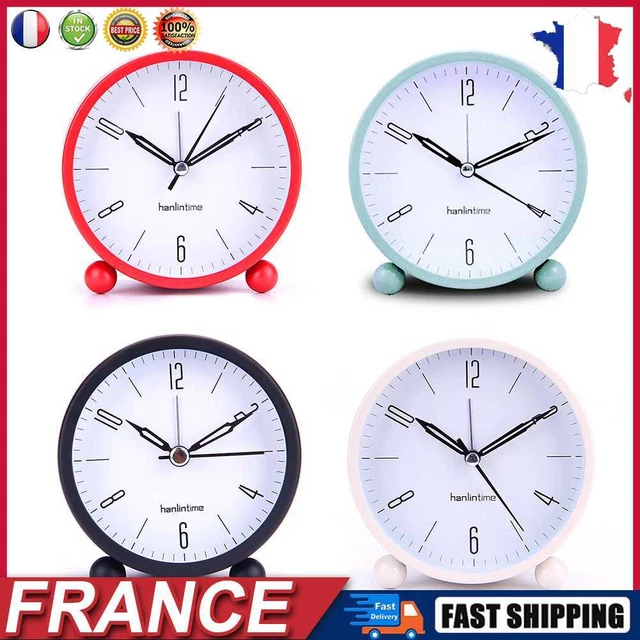 4 inch Round Alarm Clock Mute Digital with Night light Tabletop Study Room Decor