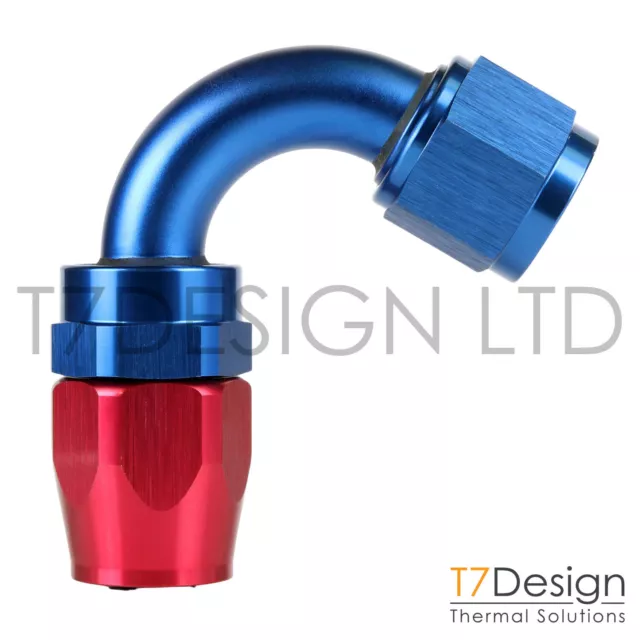 AN8 120 Degree Swivel Seal Braided Hose End Fitting -8 AN08 JIC Red/Blue