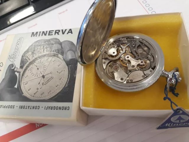 MINERVA Orologio e Cronometro da tasca NUOVO 50 MM SWISS MADE per collezioni. 2