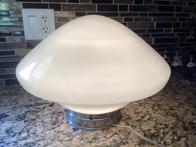 Vintage Art Deco 16" White Milk Glass School House Ceiling Light Globe Fixture