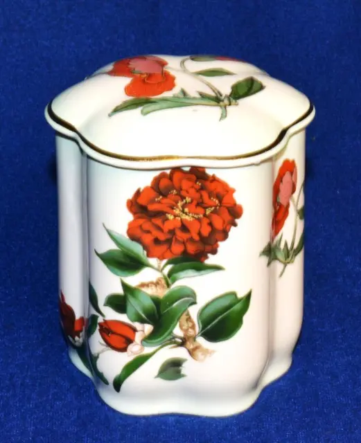 ROYAL WORCESTER Ceramic PALISSY Hand Painted Red POPPY Floral 4"h Tall Pot w Lid