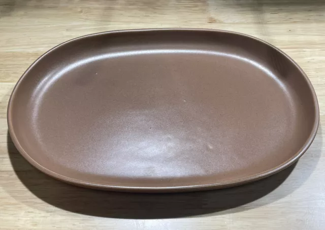 Vintage Earthy Brown Bauer Brusche California Pottery Platter MCM