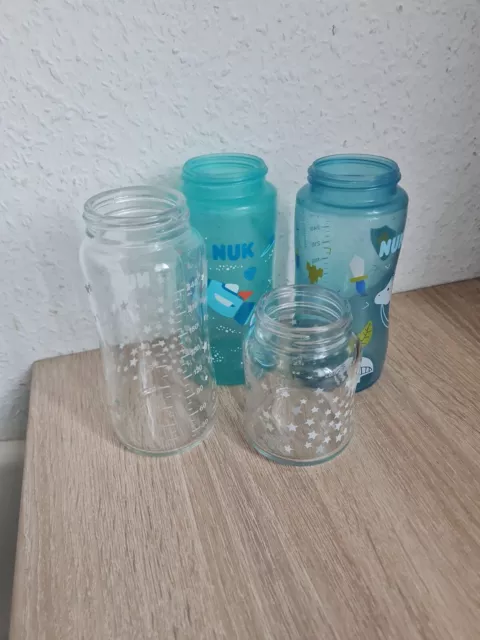 4x NUK Babyflaschen Glas und PP