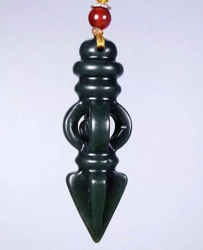 Natural Chinese Dark Green Hetian Nephrite Jade Hand Carved Cross Mens Pendant 2