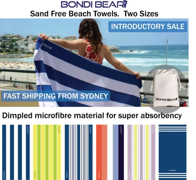 BONDI BEAR Sand Free Absorbent Lightweight Stylish Beach Towel