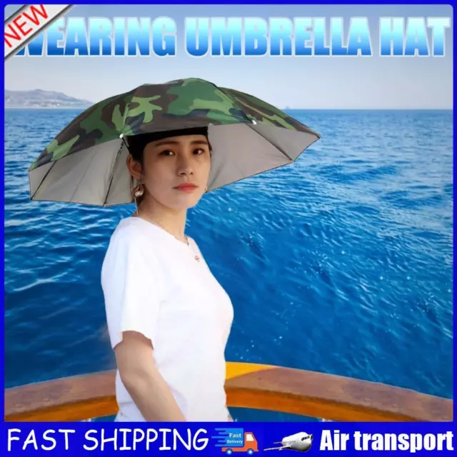 Umbrella Hat Hands Free Fishing Cap Foldable Headwear Umbrella (Camouflage) AU