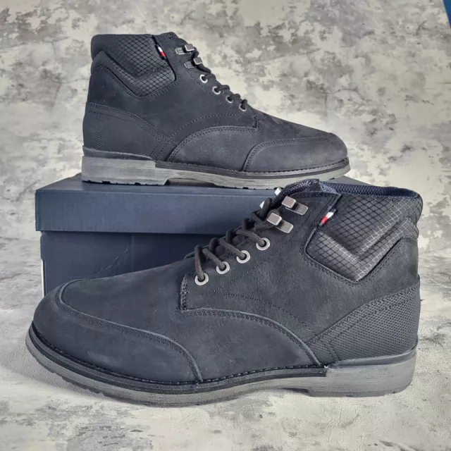 TOMMY HILFIGER MENS Boots Size 9 Rover 9N Black Leather Suede Men Ankle ...