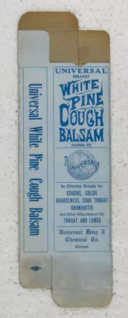 Vintage Apothecary UNIVERSAL WHITE PINE COUGH BALSAM Antique Advertising Box