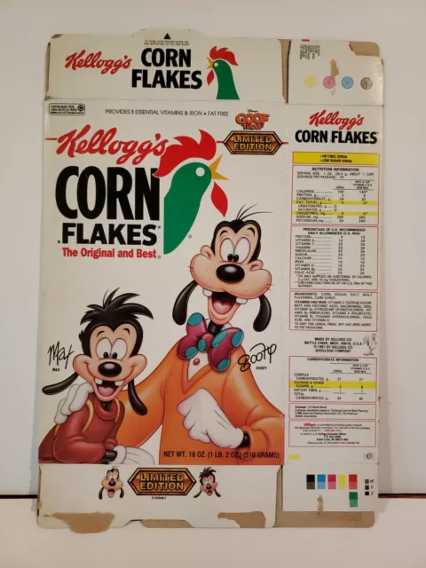 Kellogg's Corn Flakes Goofy & Max Disney's Goof Troop LIMITED ED Cereal BOX