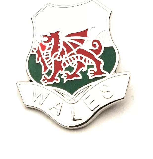 Wales Welsh Dragon Shield Large Lapel Pin badge FREE UK P&P