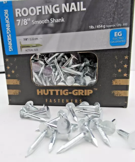 Roofing Nails 7/8" Smooth Shank 5- 1 lb. Boxes Electro Galvanized MAKE OFFER!