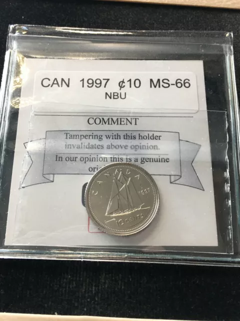 1997  Coin Mart Graded Canadian,  ¢10 Cent, **MS-66 NBU**