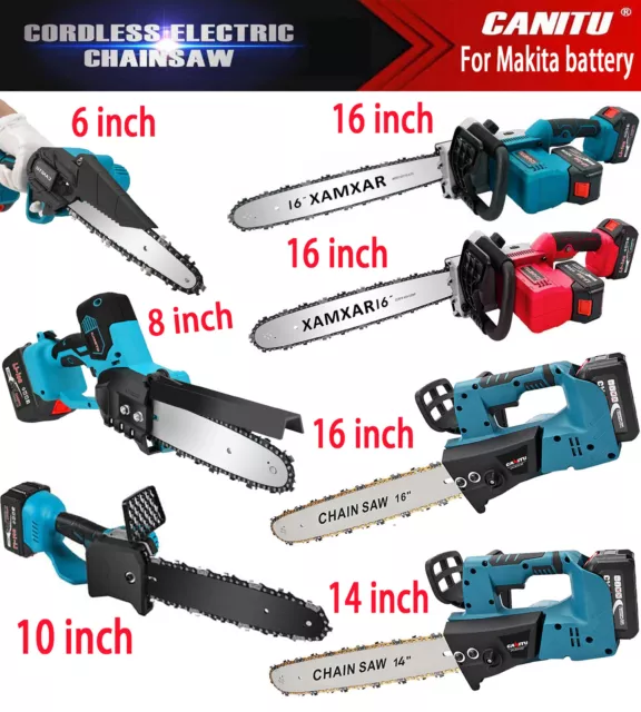 6'' 8'' 10'' 16'' Electric Cordless Chainsaw Powerful Wood Cutter Saw For Makita