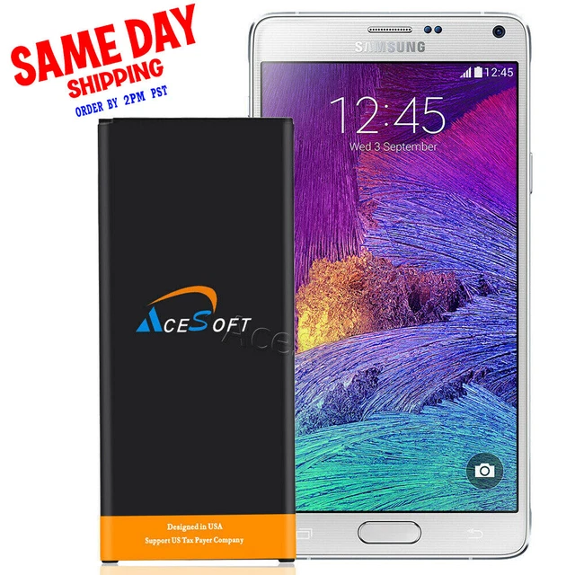 AceSoft 7220mAh Extended Slim Extra Battery for Samsung Galaxy Note 4 IV SM-N910