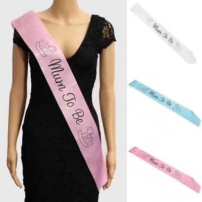 BABY SHOWER SASH MUM TO BE Baby Boy Girl party sash White, Blue or Pink