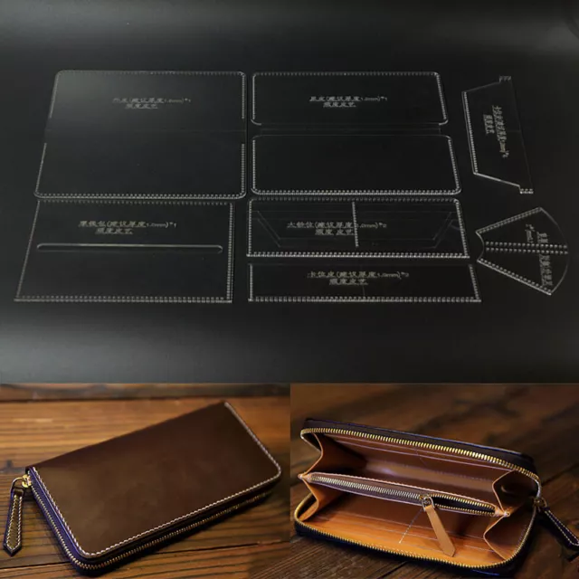 Leather Craft Clear Acrylic Clutch bag handbag Pattern Stencil Template Tool set