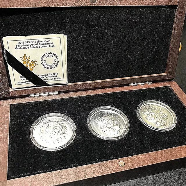 Canada 2016 Sculptural Art of Parliament  Pure Silver 3 Coin Set