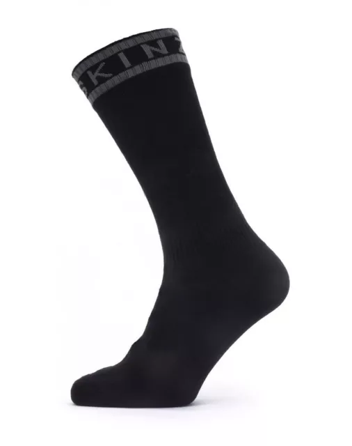 SealSkinz Waterproof Warm Weather Mid Length Socks + Hydrostop - Black / Grey