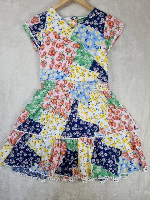 Mantaray Girls Dress Age 11 Years Floral Patchwork Faux Wrap Summer Tiered BNWT
