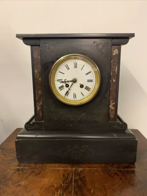 Victorian Architectural Large Mantle Clock Slate And Marble￼