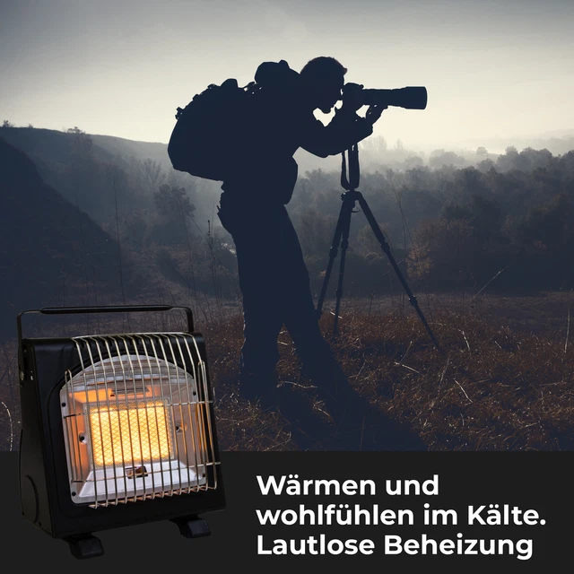 2in1 Tragbare Gasheizung 1,7KW Camping Butan Gas Kocher + Gaskartuschen 227g 3