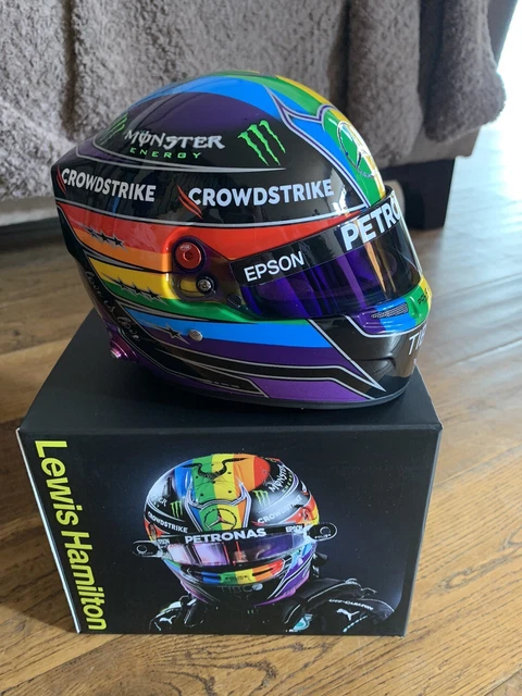 NEW, LEWIS HAMILTON Mini Scale Pride Helmet- Formula 1. Qatar 2021. 1:2