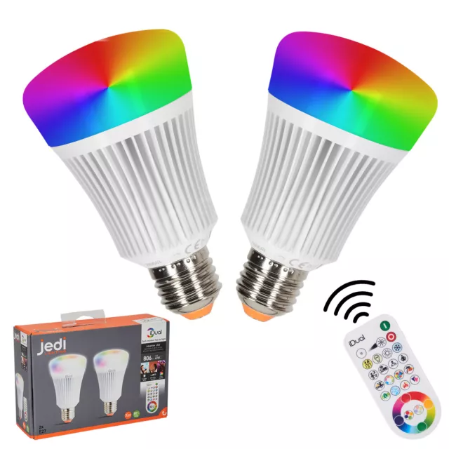 2-er Set Fernbedienung iDual Leuchtmittel E27 LED dimmbar RGB 2200-6500 Kelvin