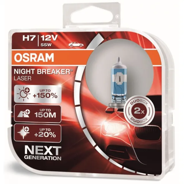 Kit 2 ampoules Halogène auto Osram NIGHT BREAKER® LASER H7 12V 64210NL-HCB