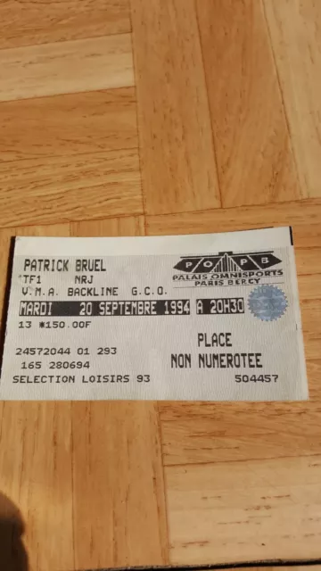 Billet de concert PATRICK BRUEL à Paris Bercy le 20/09/1994