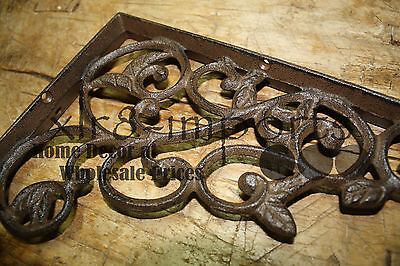 4 Cast Iron Antique Style LEAVES & VINE Brackets, Garden Braces Shelf Bracket 2