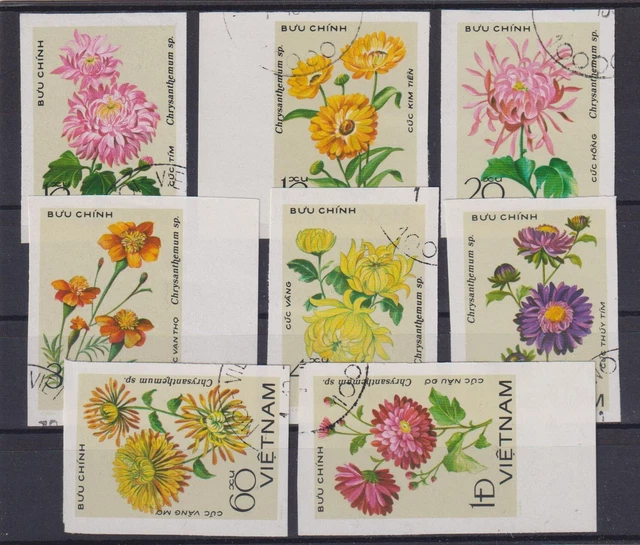 Vietnam: Nr. 999-1006 U ungezähnt gestempelt / Chrysanthemen 1978