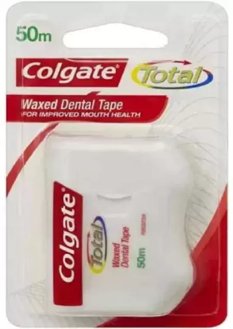 Paquet de 10 x Colgate Total Dental Floss Fil dentaire ciré - Paquet de 50 m
