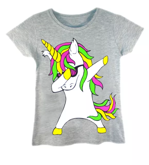 T-shirt e leggings unicorno per bambina maglia al neon abito estivo set dabbing 5-13 anni 11