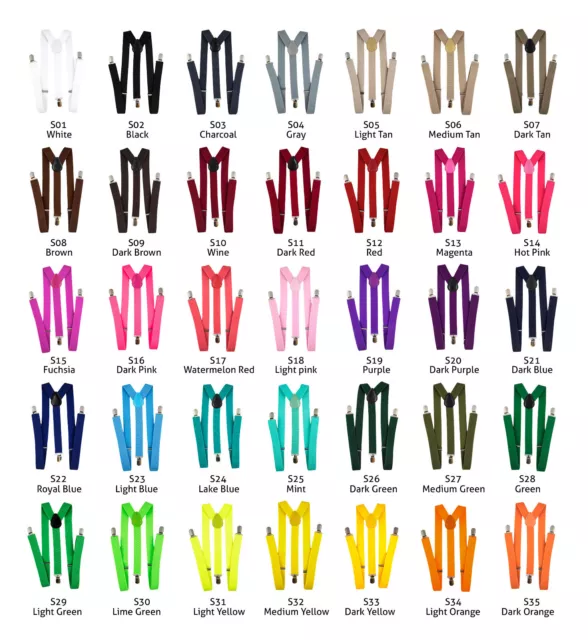 35 Colors 40" New Adult Mens Women Clip-on Suspenders Elastic Y-Shape Adjustable