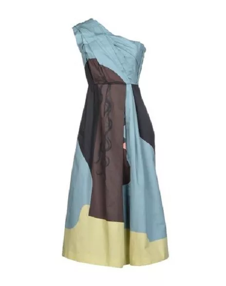 ACNE STUDIOS XS/36 Callas Blue Head One Shoulder Draped Dress $950