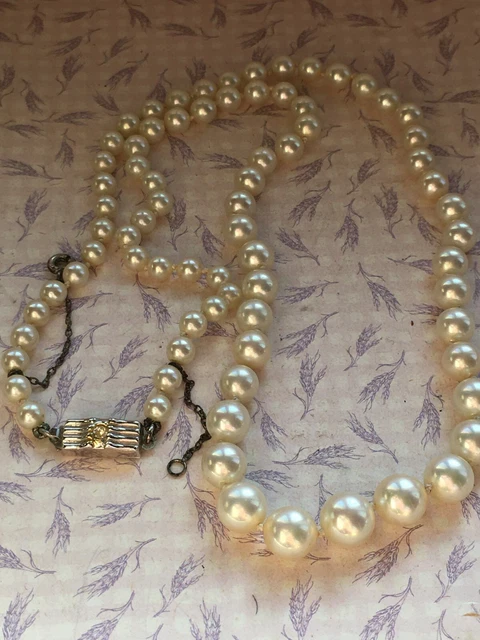 Vintage Collier De Fausses Perles Imitation Culture Graduees Et Argent 835