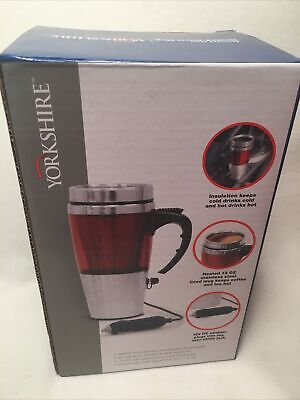 Yorkshire Stainless Steel HEATED 13 OZ Travel Mug w/12V DC CAR Adapter Electric