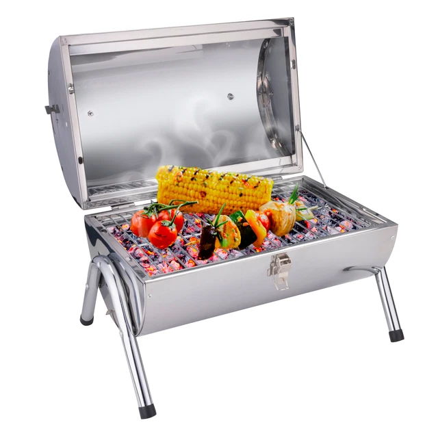 BBQ Collection tragbarer Grill aus rostfreiem Stahl 37 cm silber