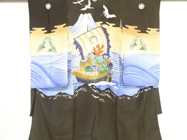 81232# Japanese Kimono / Antique Kimono For Boys / Treasure Ship