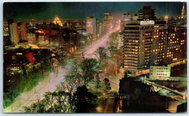 Postcard - Hotel Continental Hilton, Vista Nocturna, Mexico