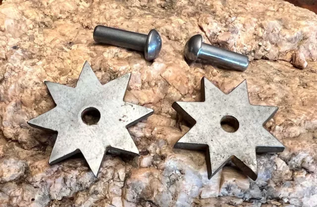 NICE NEW 1 1/4" 8-Point COWBOY VAQUERO STAR SPUR ROWELS & Pins