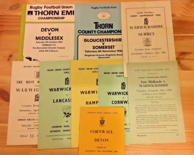 County Rugby Union Programmes 1947 - 1999