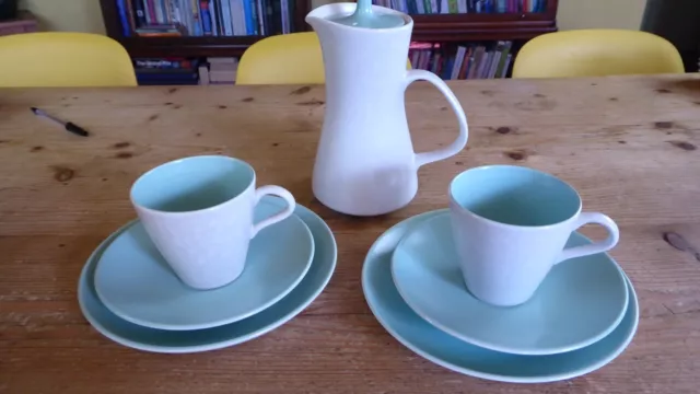 Vintage Poole Twintone Pottery - Ice Green/Seagull - 7 Piece Part Coffee Set