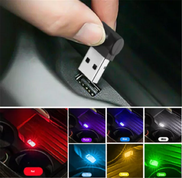 2XMINI USB LED Licht Auto Interieur Neon Atmosphäre Umgebungslampe