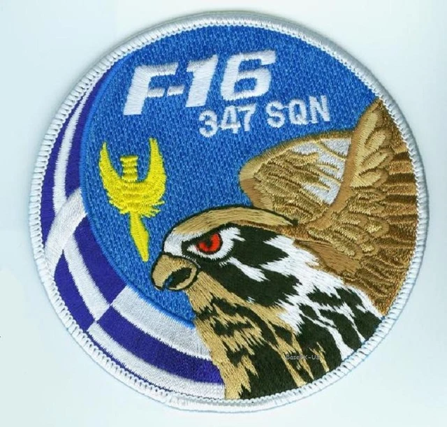 GREECE HELLENIC AIR FORCE HAF F-16 SWIRL iron-on PATCH: GREEK AF 347 ...