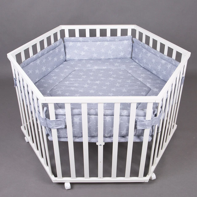 Laufgitter Laufstall Babylaufstall 6-Eck Baby Krabbelgitter inkl. Stoffeinlage